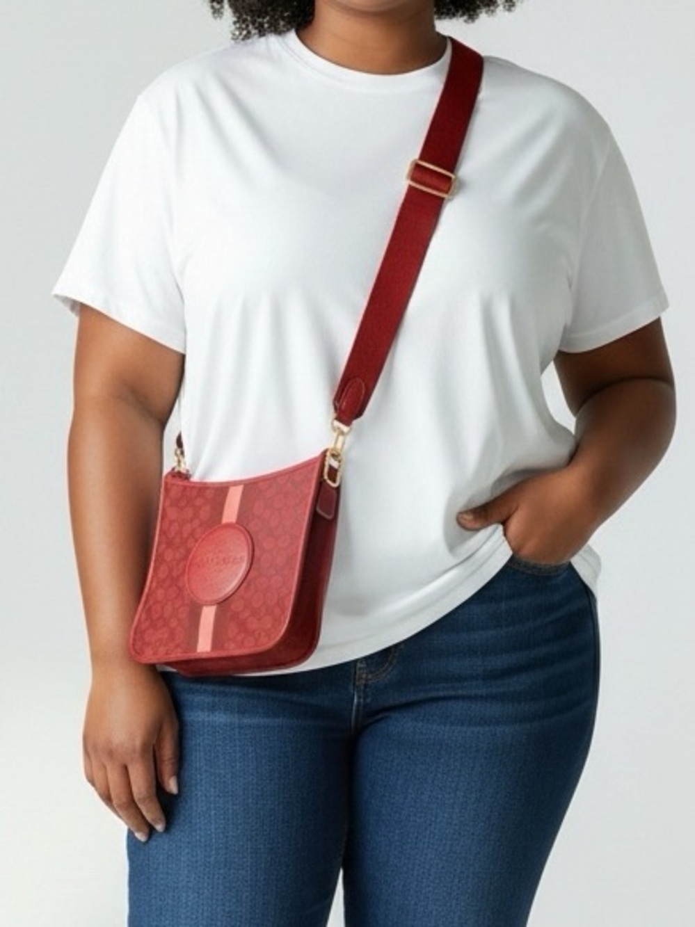 Coach Red Signature Stripe Crossbody Bag - Picture 2 of 5